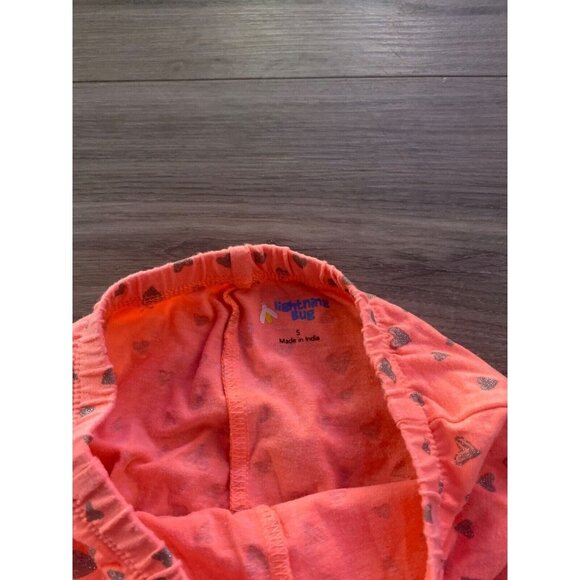 Lightning Bug Girls Size 5 Capri Leggings Orange Color with glitter hearts - Picture 11 of 11